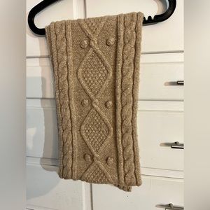 Express cold weather cable knit thick, chunky scarf in brown, one size